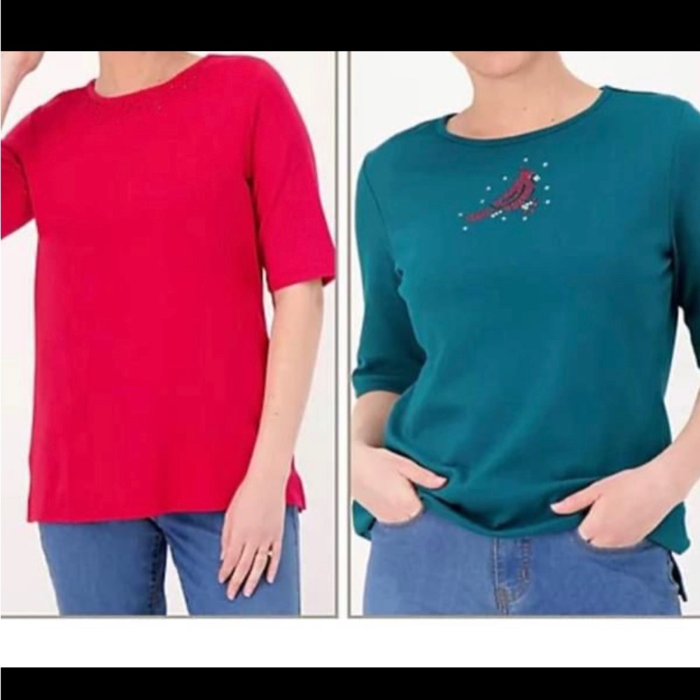 NEW 2 Pk Of Quacker Factory Holiday Twinkle Shirts- medium
